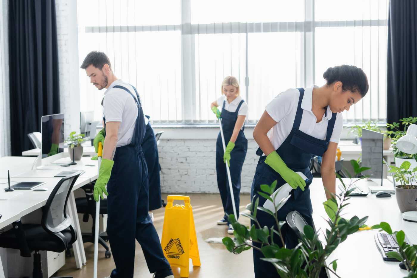 Cleaning Techs Cleaning An Office