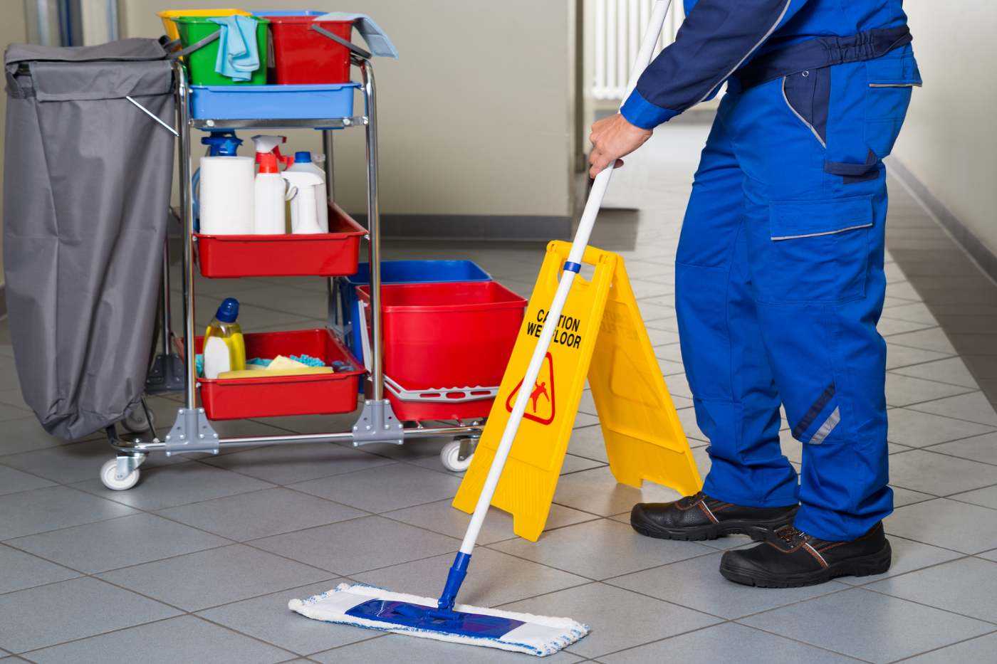 Man Mopping Floor