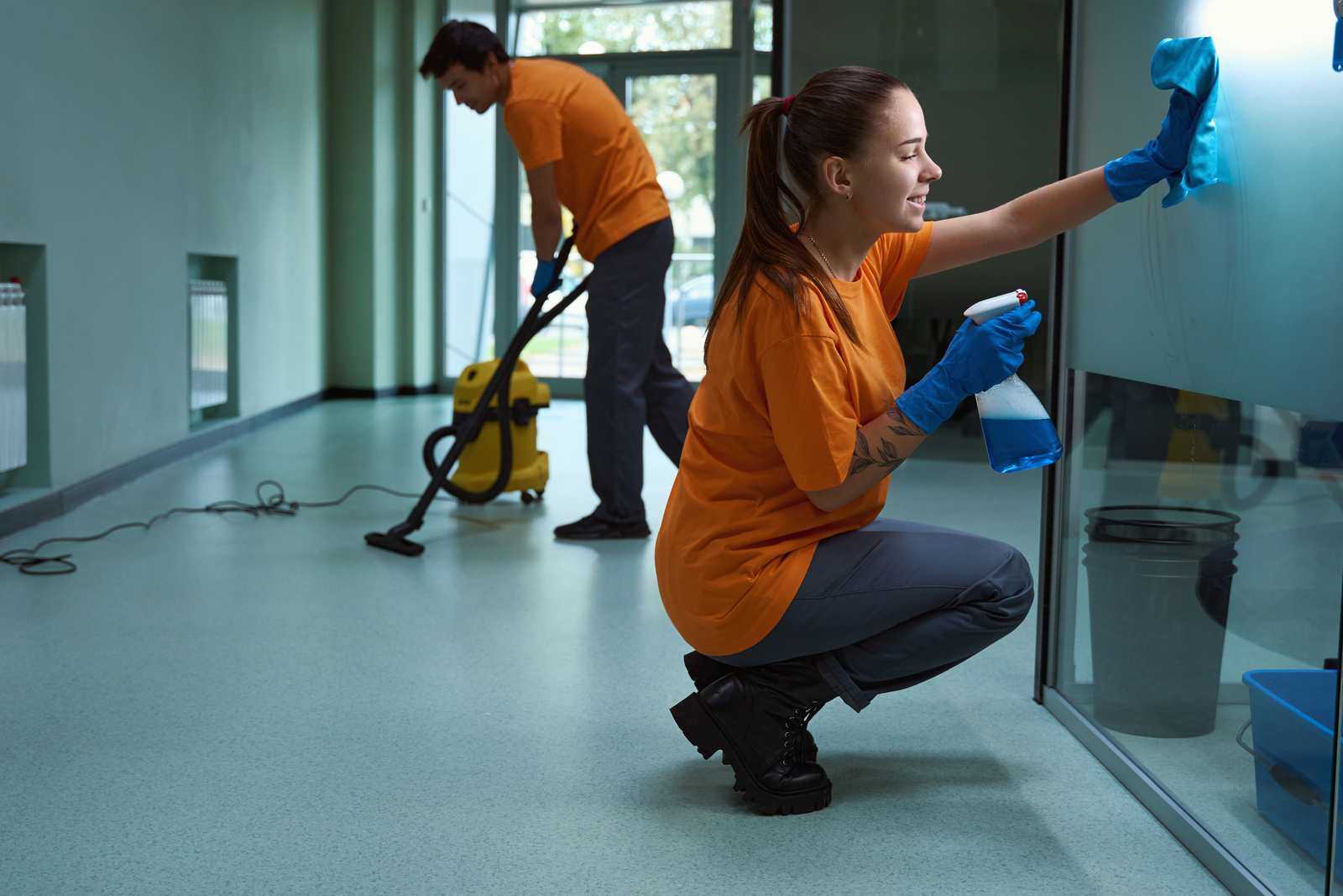 Two People Doing Post Construction Cleaning