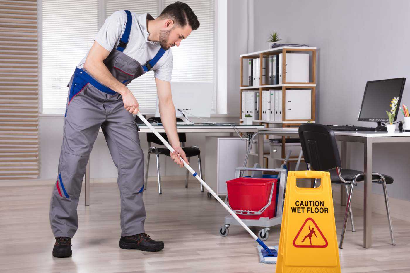 Professional Cleaner Mopping Floor