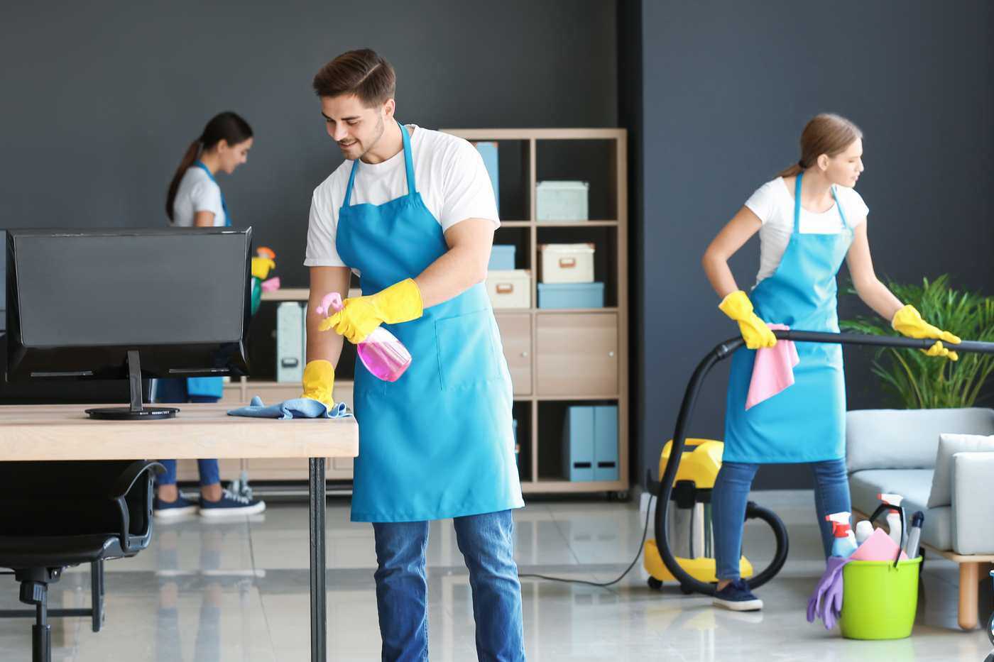 Commercial Cleaning Team Cleaning An Office