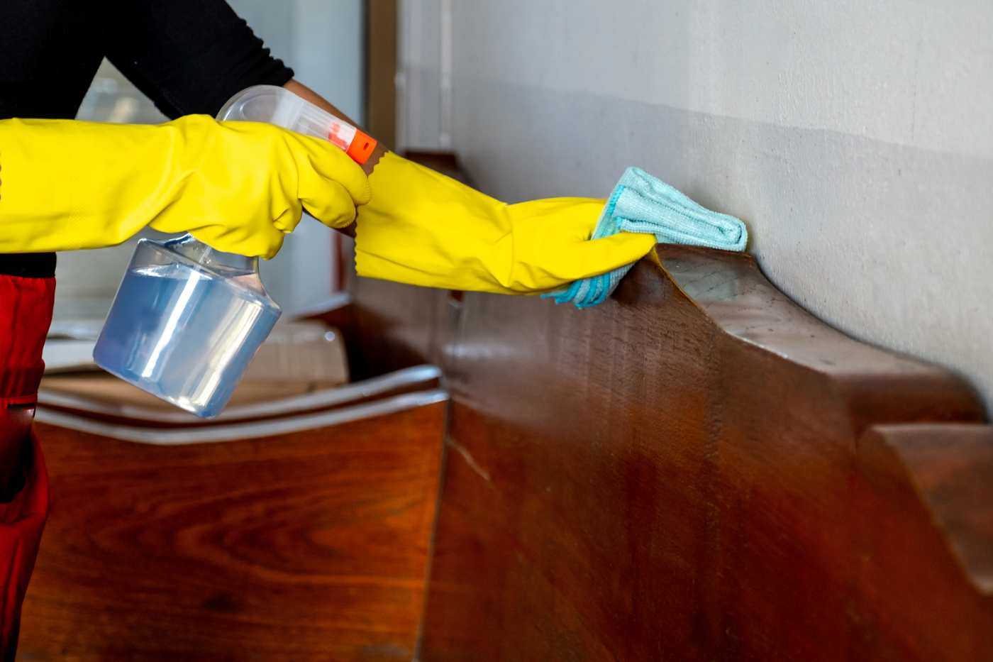 Woman Cleaning Pew
