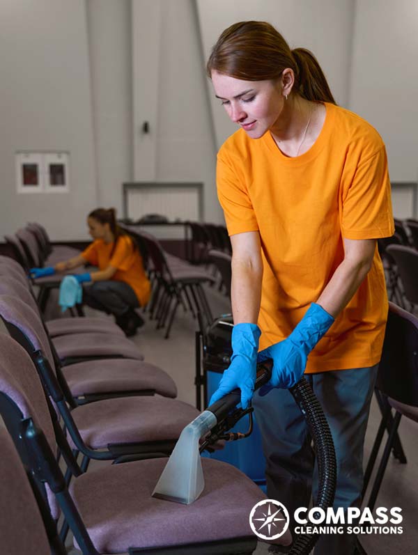 Cleaning Chairs in Church