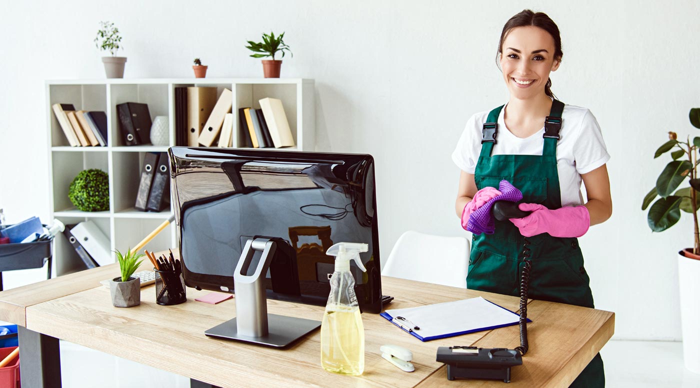 Office Being Cleaned by Professional Office Being Cleaned by Professional