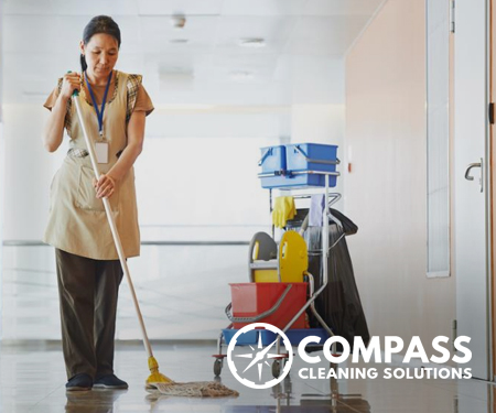 Mopping an office floor